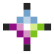 a colorful pixelated cross